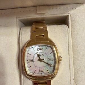 Fendi Gold Timepiece with Iridescent Dial Never Worn